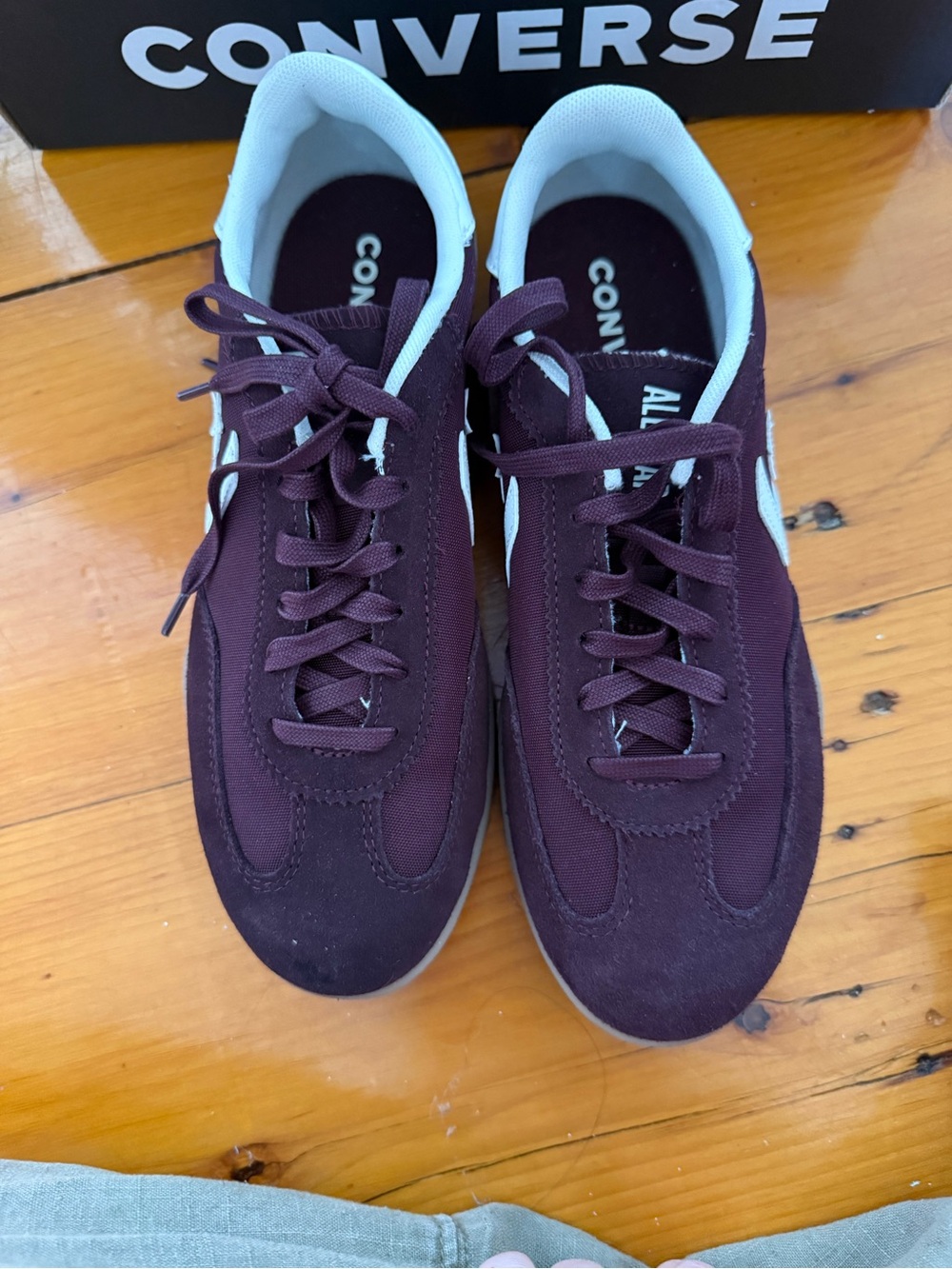 Converse Burgundy Low-Top Sneakers with White Star Chevron - Picture 2 of 6